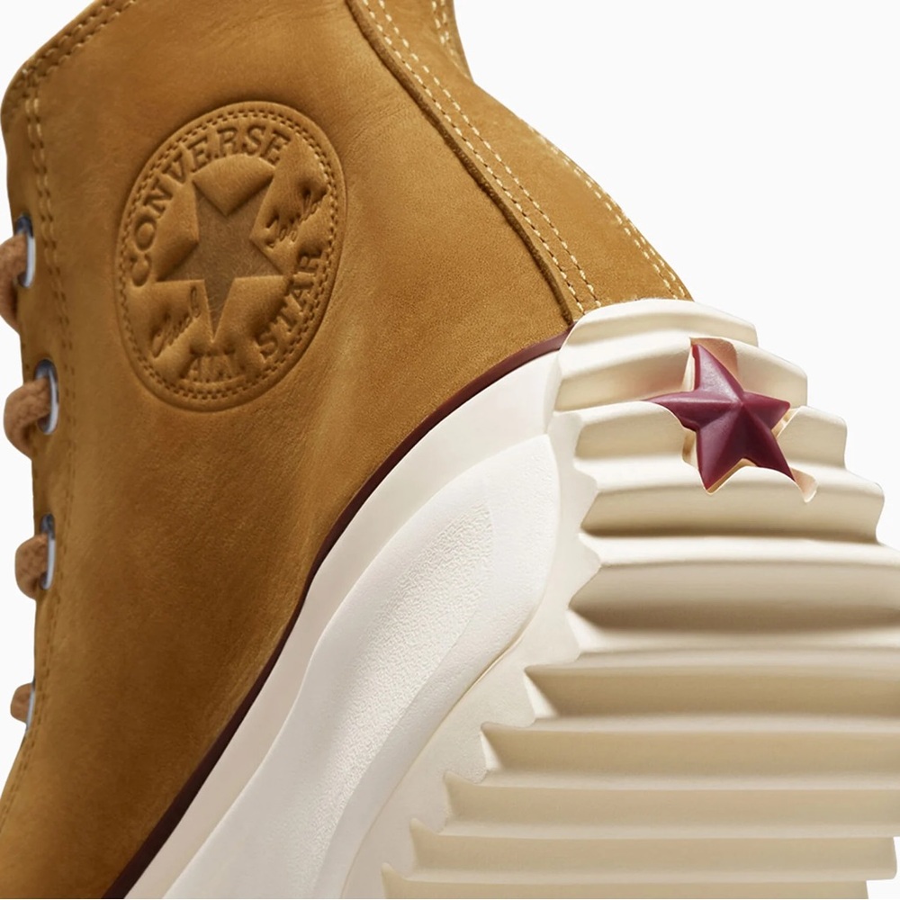 Converse Women's Lace-Up Platform Boot in Tan with White Sole